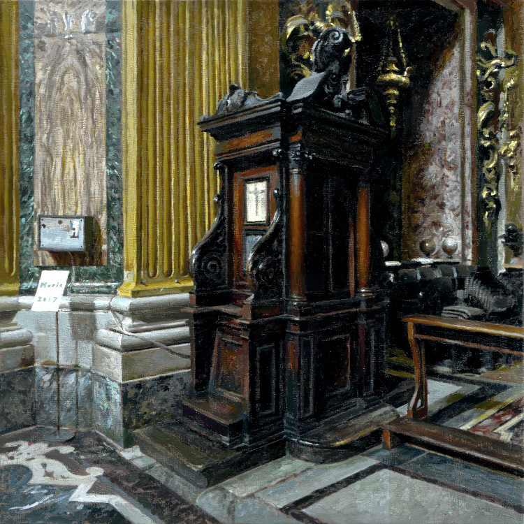 Confession Booth, painting by Jan Maris