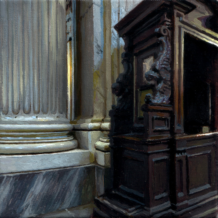 Confession Booth and Column Base, painting by Jan Maris