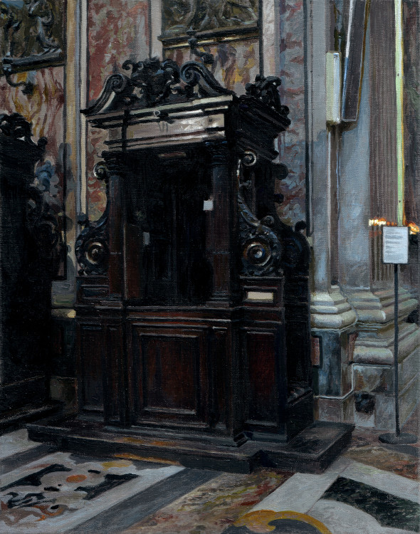 Confession Booth, painting by Jan Maris