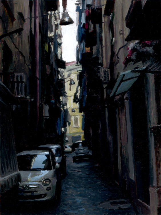 Street with cars, painting by Jan Maris