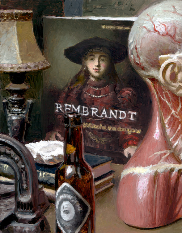 Beer Bottle, Rembrandt, painting by Jan Maris