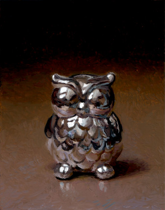 Chrome Ceramic Owl, painting by Jan Maris